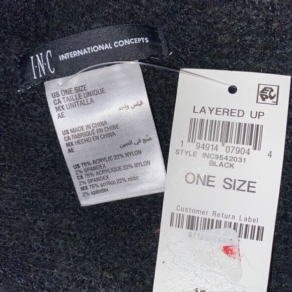 INC International Concepts Black Chevron Knit Muffler Scarf Women's One Size NWT - Picture 3 of 4